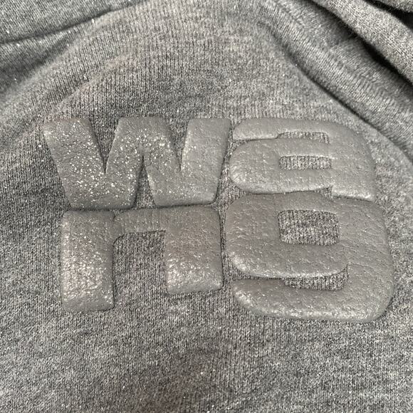 Alexander Wang $375 Womens Essential Puff Logo Terry Hoodie Glitter Gray LG EUC - Picture 7 of 13